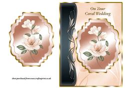 Coral Magnolias Art Nouveau Card Front - Coral Wedding