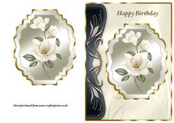 Ivory Magnolias Art Nouveau Card Fronts - Birthday