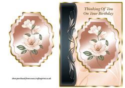 Coral Magnolias Art Nouveau Card Front - Birthday