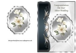 Ivory Magnolias Art Nouveau Card Front - Silver Wedding