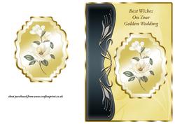 Cream Magnolias Art Nouveau Card Front - Golden Wedding