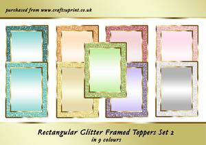 Rectangular Glitter Frame Toppers Set 2