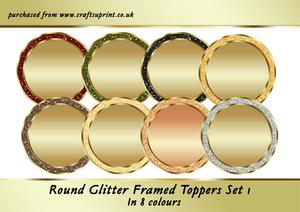 Round Glitter Framed Toppers Set 1