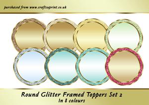 Round Glitter Framed Toppers Set 2