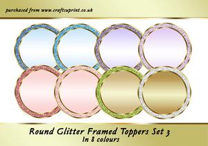 Round Glitter Framed Toppers Set 3