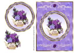 Purple Roses in Teapot