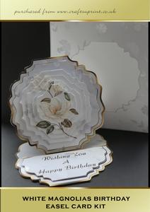White Magnolias Birthday Easel Card