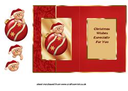 Teddy & Christmas Bauble Fold Back Card