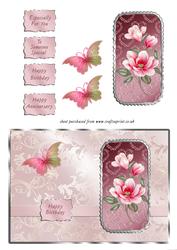Pink Magnolias & Butterfly Card Front