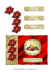 Christmas Candles & Poinsettias Card Front