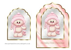 Scalloped Edged Babys 1st Christmas (girl) Card Front