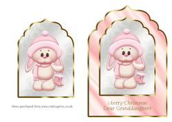 Snow Bunny Scalloped Edge Card Front - Granddaughter