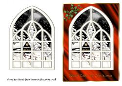 Church Window Snow Scene Card Front