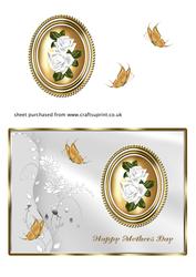 White Roses in Gold Oval Frame - Mothers Day