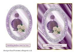 Perfume & Roses in Oval Frame - Purple