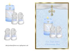 Candle & Bootees Christening Card - Your Son