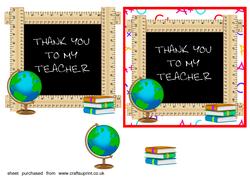 Ruler Framed Blackboard - Thank You Teacher