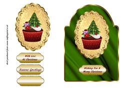 Dome Shaped Cupcake Christmas Card Front