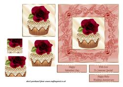 Red Rose Cupcake Card - Ruby Wedding