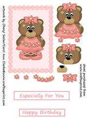 Rose Ballerina Bear in Pearl Frame