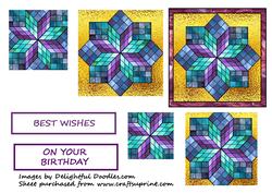 Stained Glass Pyramid on Gold Background