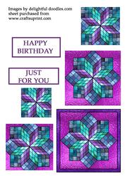 Stained Glass Pyramid on Purple Background
