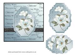 Blue Magnolias Topper on Sentiments Background