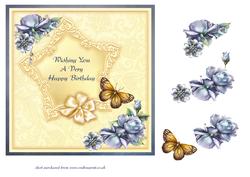 Roses and Butterfly Birthday Card