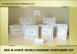 Red & White Swirls Wedding Stationery Kit