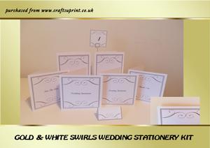 Gold & White Swirls Wedding Stationery Kit