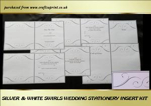 Silver & White Swirls Wedding Stationery Inserts Kit