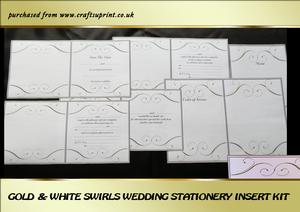 Gold & White Swirls Wedding Stationery Inserts Kit