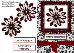 Red & White Flower on Black Lace
