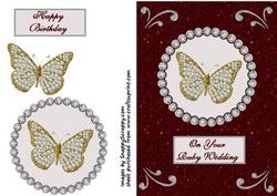 Diamond Butterfly on Red Glitter