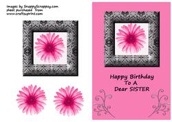 Pink Flower in Black Lace Frame - Sister