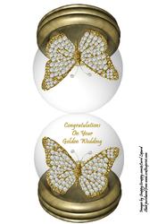Diamond Butterfly Snow Globe - Golden Wedding
