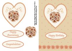 Peach Flower in Jewelled Heart Frame