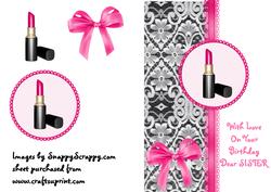 Pink Lipstick Card - Sister