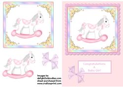 Baby Girl Rocking Horse Card