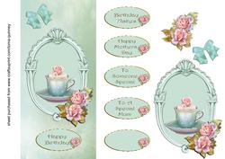 Green Cupcake and Roses Dl Card