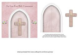 Pink Arch First Communion Card