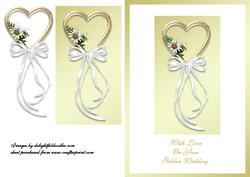 Gold Heart and Flowers Golden Wedding