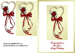 Gold Heart and Red Flowers Ruby Wedding
