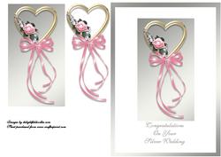 Gold Heart & Pink Flowers Silver Wedding