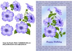 Blue Lace Frame with Petunias