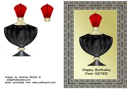 Perfume Bottle in Black Lace Frame - Sister