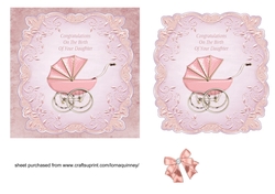 Pink Pram Baby Girl Card