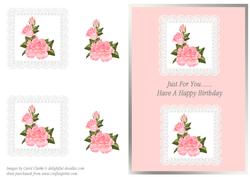 Pink Roses on Pearls & Lace