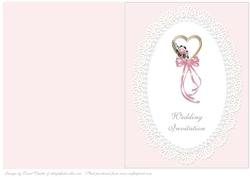 Pink Rose & Gold Heart Wedding Invitation