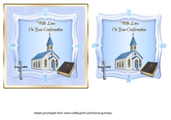 Blue Church Confirmation Card